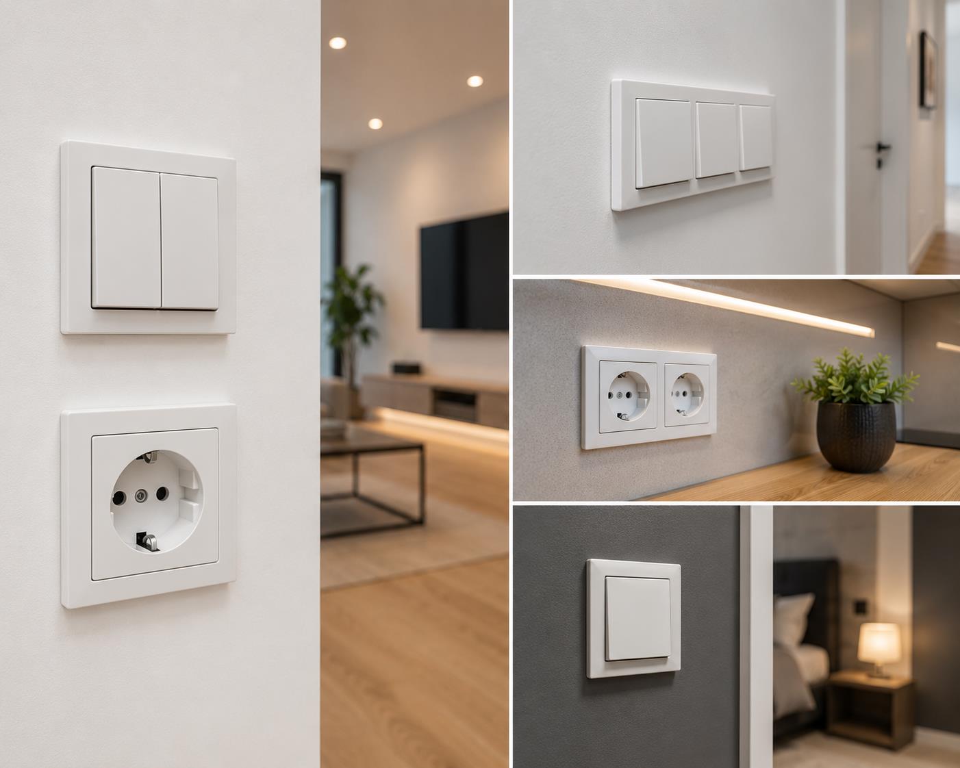 Modern electrical fixtures in serene interiors